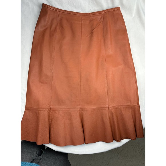 ELS High-Waisted Leather Trimmed Skirt - Mink - Newport main image 1
